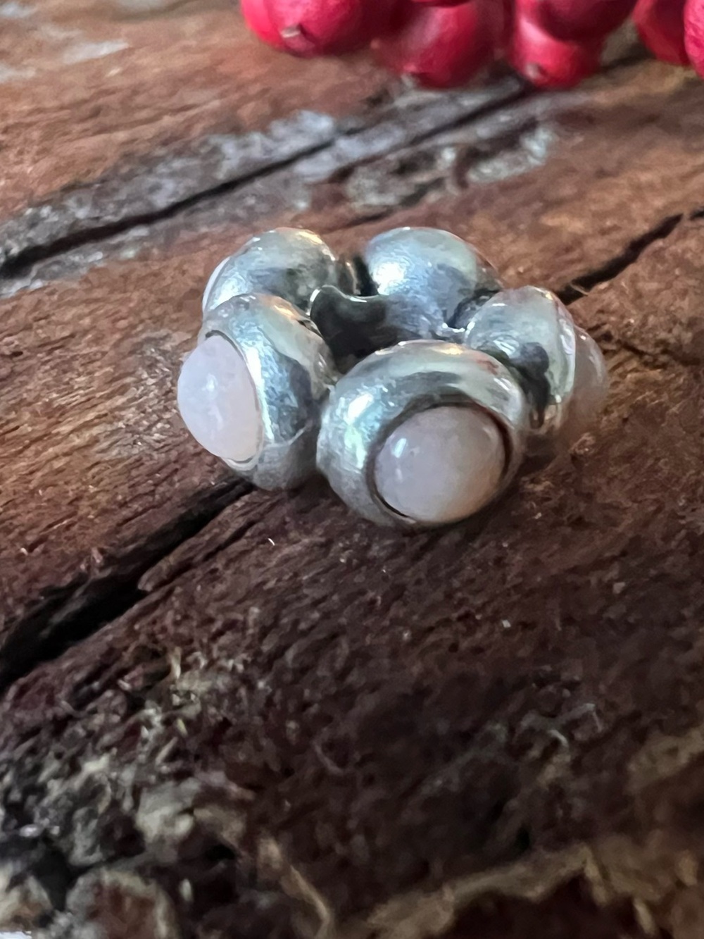 HTF Authentic Pandora  Charm First Kiss Pink Opal Onyx Cabochon Spacer Bead